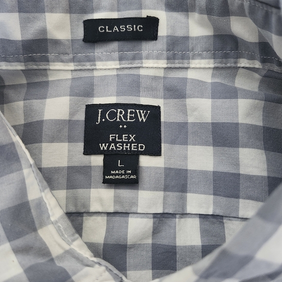 J. CREW Men's Classic Fit Gingham Long Sleeve Button Down Shirt Grey White Large - Picture 3 of 11